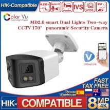 Hikvision-kompatibles 4K 8 MP 170 °   Panorama-IP-Kamera IR&ColorVu 2-Wege-Audio Menschliche Erkennung SD-Kartensteckplatz Plug&Play HIK NVR APP