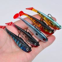 Esca morbida artificiale con testa jig 4g 10g 25g Jigging Richiamo morbido Gomma T Coda Esche da pesca Swim Bait per Bass Pike Bass Tackle