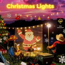 Luci natalizie intelligenti per tende a LED Controllo app Sincronizzazione musicale Modello fai-da-te IP67 Impermeabile per decorazioni per feste all'aperto per interni