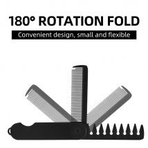 2-in-1 Folding Comb for Barber, Plastic Wide Tooth Comb & Oil Head Comb Beard Combing, Hair Clipper Comb Styling Grooming Tools