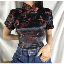 Moda stile cinese Top donna Vintage colletto alla coreana Qipao Top camicia a maniche corte Plus Size 3Xl4Xl camicetta Tang vestiti