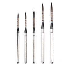 Travel Mini Pen Squirrel Hair Mixed Artist Watercolor Painting Brush Tool Nickel Plated Brass Cap Round Head 206R MU HE ART