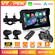 Vtopek 7 inch 2k tragbares motorrad display ipx7 wasserdichter monitor bluetooth drahtloses carplay android auto gps navigation wifi