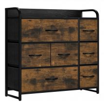 YITAHOME Comò a 7 cassetti - Piano in legno con struttura in acciaio e contenitori in tessuto per camera da letto, armadio, soggiorno