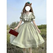 Japanische Vintage Kurzen Ärmeln Frauen Nette Lolita Elegante Midi Kleid Süße Dünne Kleider Abend Party Retro Koreanische Mode Frühling