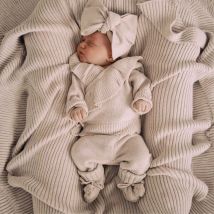 Infant Girl Lapel Sweater + Pants + Hairband 3pcs Suit Toddler Casual Knitted Set 2025 Autumn New Baby Long Sleeve Clothes Set
