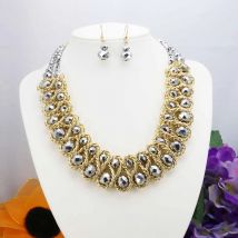 Sonderangebot Marineblau Kristall Glasperlen Großhandel Halsketten & Ohrringe DIY Sets Weihnachtsgeschenke Für Frauen Mädchen Schmuck Machen