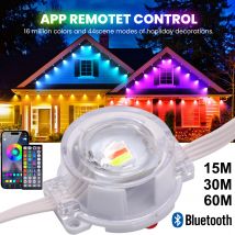 Światła LED na zewnątrz o wysokiej jasności, montowane na okapach, 24V, wodoodporne IP67, sznur LED RGBCCT z kontrolą przez aplikację Bluetooth do oświetlenia świątecznego.