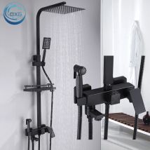 OXG Rubinetti per doccia in ottone nero/cromato Miscelatore per doccia da bagno Sistema doccia Set doccia a pioggia Doccia spray per bagno