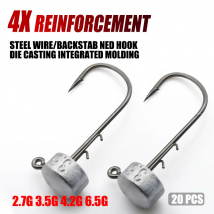 20 Stück ned Rig Jig Haken 2,7g 3,5g 4,2g 6,5g Wolfram Jig Harz Angelhaken Stick Wurm schwimmende weiche Köder Haken zum Bassa ngeln