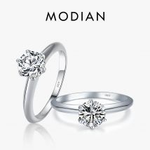 Modian Neue 100% 925 Sterling Silber Glanz Klassische AAAAA Zirkon Mode Ring Für Frauen Hochzeit Edlen Schmuck Mit Free Box Anillo