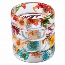 Bohemian Trendy Acryl Transparent Daisy Big Cuff Armreif für Frauen Elastische Rohr Perlen Armbänder 2024 Mode Schmuck