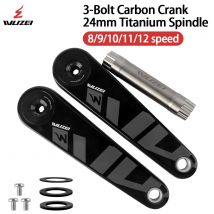 WUZEI Kohlefaser-Kurbelgarnitur, Rennrad-Kurbel, 165 170 mm Geschwindigkeit, Fahrradkettenrad, 24 mm Ti-Achse, ultraleichte Kurbelgarnitur für Shimano