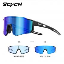 SCVCN Blue Photochromic Cycling Glasses UV400 Sunglasses for Men Cycling Road MTB Bike Glasses and Women Casual Hiking Windproof
