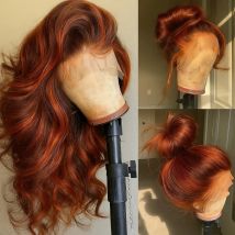 4/350 Highlight Ombre Body Wave Wigs 13x6 Lace Front Human Hair Wig Ginger Orange Brown Colored Water Wave 13x4 Lace Frontal Wig
