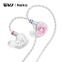 CVJ Neko Auricolari In Ear Connettore a 2 pin da 0,78 mm Design cavo staccabile Diaframma composito oro nero di nuova generazione