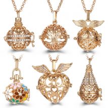 Meksyk Chime Angel Wings Caller Locket Naszyjnik Vintage Kobieta w ciąży Drzewo życia Naszyjnik