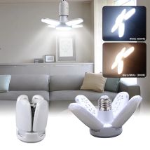 Lampada di temporizzazione della pala della ventola con lampadina LED E27 220V 110V 28W 360 ° Faretto pieghevole a lampadina a LED per illuminazione del garage della stanza del pannello del soffitto
