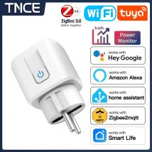 TNCE TUYA Inteligentna Wtyczka WiFi lub Zigbee3.0 Gniazdko EU 16A/20A Monitorowanie Zużycia Energii Funkcja Timera Sterowanie Głosowe Współpracuje z Alexa Google Home