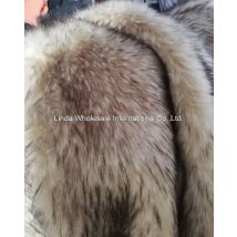 High-grade Apricot farbe dicken imitation waschbären lange plüsch stoff, Kragen material,faux pelz stoff