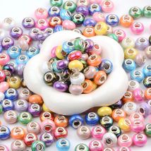 50 Stück großes Loch-Abstandsperlen-Sortiment – Candy-Serie, europäische Acryl-Massenperlen für Stift-Schlüsselanhänger, DIY-Schmuckherstellung, Charms