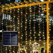 3M x 1M/2M/3M Solar LED Vorhang Fee Lichterketten Kupfer Draht Outdoor lampe Girlande Für Garten Party Terrasse Terrasse Camping Dekor