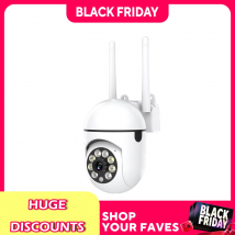 Ease Life APP Telecamera di sicurezza WiFi wireless 1080P HD per interni/esterni, visione notturna a colori, audio bidirezionale, 360 °   Nero Y108