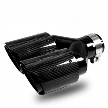 1 Pcs Universal Car Carbon Fibre Tail Throat Silencer Same Length Black Y-Shaped Double Out Twill Glossy Exhaust Muffler Tip