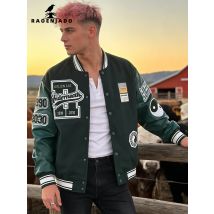 Herren-Bomberjacke Vintage Kunstleder-Ärmel Varsity Baseball-Uniform Mantel Letterman Bestickte Windjacke Oberbekleidung