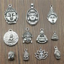 10 stücke Buddha Charme Antike Silber Farbe Buddha Statue Anhänger Charms Buddhismus Buddha Charme Für Schmuck Machen