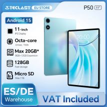 Teclast P50 2025 Android 15 Tablet 11" IPS 90Hz Max. 20 GB RAM 128 GB ROM Unisoc T606 8-Kern 7000 mAh Typ-C 4G LTE GPS Widevine L1