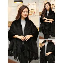 Women Natural Mink Fur Scarf Fashion Long Poncho Female Winter Brown Knit Real Fur Scarves Wraps Luxury Large Shawl Ladies