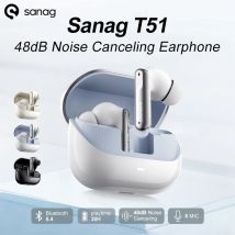 Sanag T51S auricolare con cancellazione del rumore 6-Mic Al Call Noise Reduction Location Finder 360 ° Audio spaziale 30 ore di riproduzione
