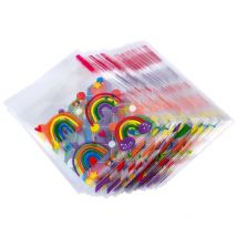 100pcs Self Sealing Cookie Bags For Packaging Rainbow Cellophane Treat Bags For Gift Giving Packaging Valentines Birthday Party
