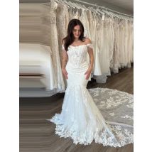 SoDigne Mermaid Tulle Wedding Dresses Off Shoulder Lace Appliques Bridal Dress 2026 Long Bride Gown vestidos de novia Customized