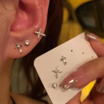 6 Teile/satz Silber Farbe Strass Kreuz Stud Ohrringe Für Frauen Mode Punk Ohrring Sets Trendy Schmuck Geschenke