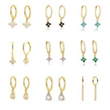 A Pair Silver Gold Color Black Purple Four Leaf Clover Drop Earring Women Fashion Piercing Rock Punk Jewelry Ohrringe Pendiente