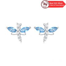 925 Sterling Silber blau Libelle Ohrringe passen Original Charms Ohr stecker für Frauen Mädchen Ohr stecker edlen Schmuck Geschenke