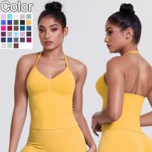 Sommer-Yoga-Weste für Damen, einfarbig, Sling, rückenfrei, Workout-Top, schnell trocknend, atmungsaktiv, für Fitnessstudio, Fitness, Laufen, Yoga