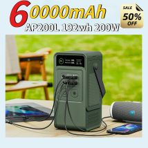 60000mAh 200W 192Wh Stazione di potere da campeggio Power Bank LiFePo4 Caricatore portatile Batteria Generatore solare esterno Porta USB di alimentazione