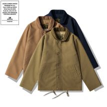JUNGLE CROSS 11.5oz OKONKWO Navy N-1 DECK JACKET Thin Stand up Collar Jacket Coat Amekaji 100% Cotton Autumn American Vintage