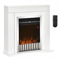 HOMCOM Chimenea Eléctrica 1000/2000W con Llama Mando a Distancia Temporizador