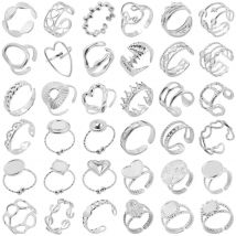 Fashion 6pcs/lot Steel Color Bat Abstract Face Crown Heart Stars Moon Rings Stainless Steel Rings Women Girls Jewelry Charms New