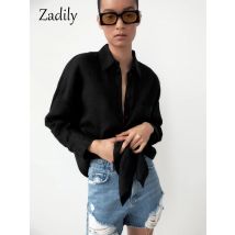 Zadily Minimalistischen Volle Hülse Oversize Schwarz Frauen Grundlegende Hemd Button Up Lose Frau Tuic Blusen 2023 Frühling Weibliche Lange Tops
