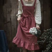 Französische Retro-Schürze im pastoralen Stil für Damen, Zuhause, Küche, Reinigung, Anti-Fouling-Schürze, Blumenladen, Studio, Volant, Arbeitskleidung