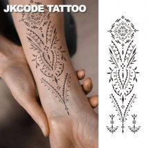 Minimalistisches Design, semi-permanente Tattoos – Eid Fashion Jewelry Leaf Plant Barak Crescent Totem Eid, langlebige, wasserfeste Tattoo-Aufkleber für Damen für Hände und Füße – elegante, langlebige