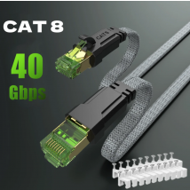MIZIQIER długi płaski kabel sieciowy CAT 8 40 Gb/s SFTP RJ45 LAN Kabel krosowy do modemu routera do gier PC PS4/5/6 Xbox