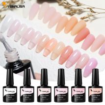 VENALISA Base in Gomma Cappotto Colore Gel per Unghie Smalto Gelatina Semi Trasparente Francese per Unghie Camouflage Soak off UV LED Gel per Unghie Smalto