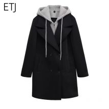 ETJ 2025, Herbst/Winter, neue Damenmode, abnehmbarer Kordelzug, Spleißhut, langer Mantel, Luftschicht-Profilmantel