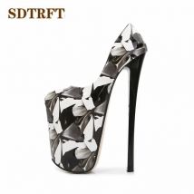 SDTRFT Weibliche Wasserdichte Stilettos 22 cm Dünne High Heels Damen Party Pumpen Flach Mund Frauen Laufsteg Zeigt Schuhe Mujer Bombas